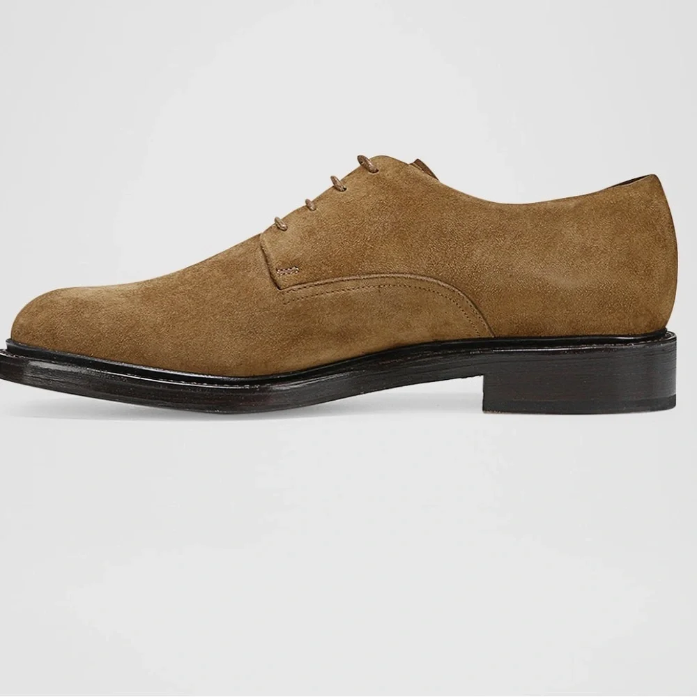 VINCE Men’s Davies Plain Toe Derby Tan Suede Oxfords Suede Size 9.5 US NWOB